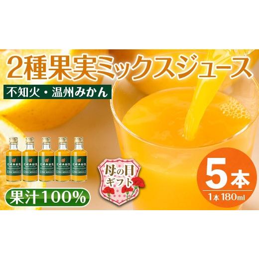 ふるさと納税 果汁飲料 みかん 鹿児島県 出水市 i990-B-m 母の日ギフト 2種果実ミックスジュース(180ml×5本) 飲料 ジュース みかん 蜜柑 果汁 100% 不知火 温…