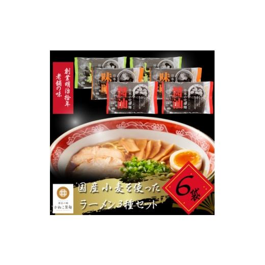 ふるさと納税 ラーメン 神奈川県 中井町 神奈川県中井町 老舗かねこ製麺国産小麦を使ったラーメン3種セット 計6袋 1685244
