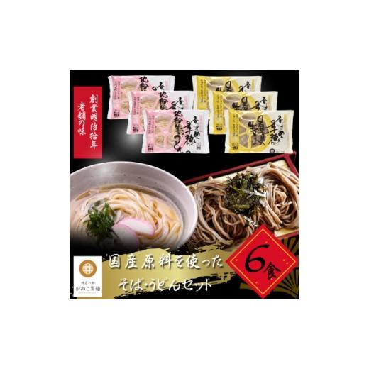 ふるさと納税 うどん 生・半生めん 神奈川県 中井町 神奈川県中井町 老舗かねこ製麺 国産原料をつかったそば・うどんセット 各6食 1685265