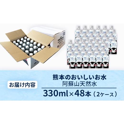ふるさと納税 水・ミネラルウォーター 熊本県 甲佐町 熊本のおいしいお水 阿蘇山天然水 330ml×48本（2ケース）（共通返礼品・御船町） - 天然水 水 飲料水 ミ…の画像