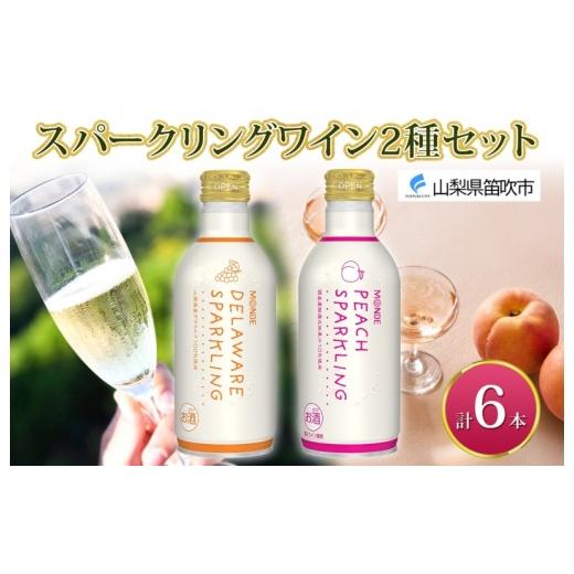 ふるさと納税 ワイン スパークリングワイン 山梨県 笛吹市 デラウェアスパークリング ピーチスパークリング 2種 各290ml×3本 計6本入 モンデ酒造 缶ワイン フ…
