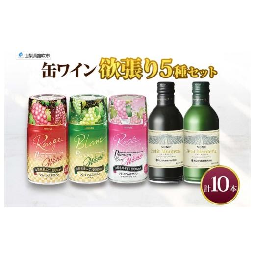 ふるさと納税 ワイン セット 山梨県 笛吹市 缶ワイン 欲張り 5種 飲み比べ セット 各2本 計10本 飲み比べ モンデ酒造 赤 ロゼ 白 ブラン 酒 お酒 贈答 ギフト …