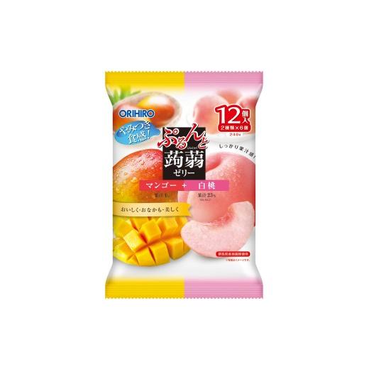 ふるさと納税 菓子 ゼリー 群馬県 高崎市 25176 オリヒロ ぷるんと蒟蒻ゼリーパウチ マンゴー+白桃12袋