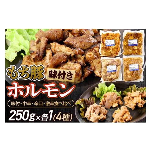 ふるさと納税 豚肉 ホルモン 群馬県 沼田市 群馬県産 もち豚ホルモン 4種の味付 食べ比べセット 約1kg(約250g×4種各1)豚肉 沼田市 特産品 肉の長門 モチ も…