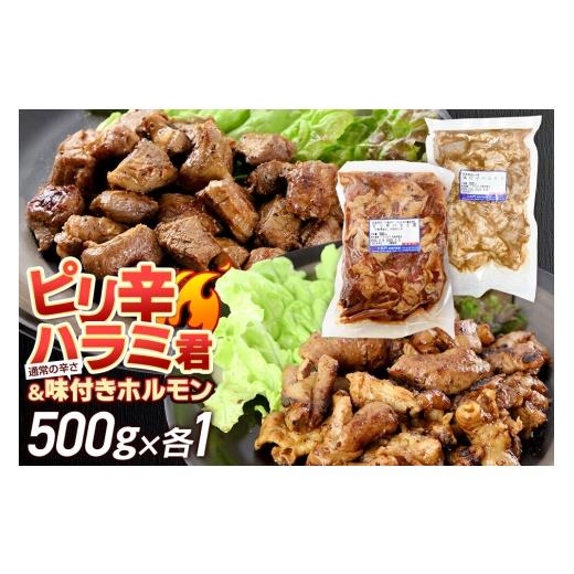 ふるさと納税 肉 群馬県 沼田市 群馬県産 ピリ辛ハラミ君&もち豚味付ホルモンセット 約1.0kg(約500g×各1)豚肉 沼田市 特産品 肉の長門 モチ もち ブタ ぶ…
