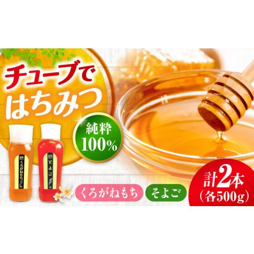 ふるさと納税 加工品等 はちみつ 広島県 三次市  母の日 はちみつ 手軽に簡単チューブはちみつ（そよご・くろがねもち）各500g 計2本セット 三次市／重森養蜂…の画像