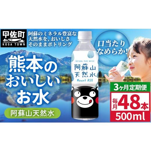 ふるさと納税 水・ミネラルウォーター 熊本県 甲佐町  定期便3ヶ月 熊本のおいしいお水 阿蘇山天然水 500ml×48本（2ケース）（共通返礼品・御船町） - 天然水…の画像