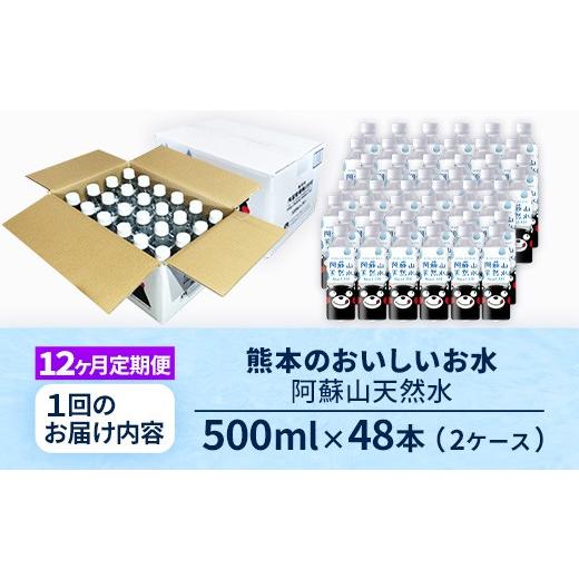 ふるさと納税 水・ミネラルウォーター 熊本県 甲佐町  定期便12ヶ月 熊本のおいしいお水 阿蘇山天然水 500ml×48本（2ケース）（共通返礼品・御船町） - 天然…の画像