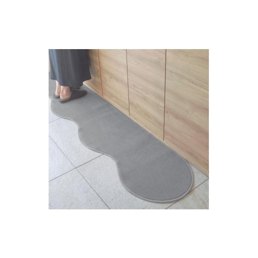 ふるさと納税 雑貨・日用品 インテリア 大阪府 泉佐野市 北欧風キッチンマット ラグマットタイプ 45×150cm ピーナッツ型 シルバーグレー 抗菌防臭 SEK 織人し…