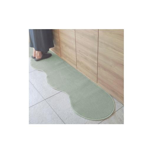 ふるさと納税 雑貨・日用品 インテリア 大阪府 泉佐野市 北欧風キッチンマット ラグマットタイプ 45×150cm ピーナッツ型 アッシュミント 抗菌防臭 SEK 織人し…