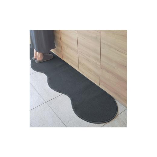ふるさと納税 雑貨・日用品 インテリア 大阪府 泉佐野市 北欧風キッチンマット ラグマットタイプ 45×150cm ピーナッツ型 チャコール 抗菌防臭 SEK 織人しきも…