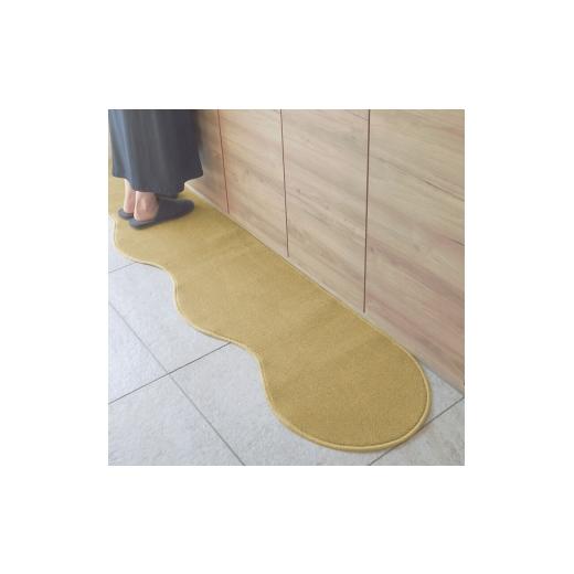 ふるさと納税 雑貨・日用品 インテリア 大阪府 泉佐野市 北欧風キッチンマット ラグマットタイプ 45×150cm ピーナッツ型 ゴールド 抗菌防臭 SEK 織人しきもの…