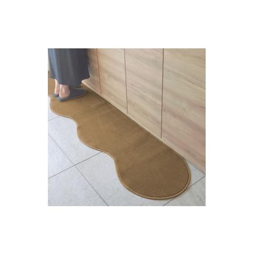 ふるさと納税 雑貨・日用品 インテリア 大阪府 泉佐野市 北欧風キッチンマット ラグマットタイプ 45×150cm ピーナッツ型 オーカー 抗菌防臭 SEK 織人しきもの…