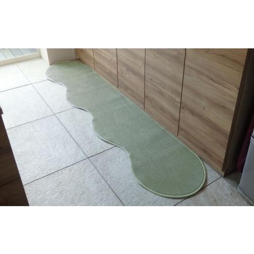 ふるさと納税 雑貨・日用品 インテリア 大阪府 泉佐野市 北欧風キッチンマット ラグマットタイプ 45×210cm ピーナッツ型 アッシュミント 抗菌防臭 SEK 織人し…