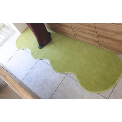 ふるさと納税 雑貨・日用品 インテリア 大阪府 泉佐野市 北欧風キッチンマット ラグマットタイプ 65×210cm ピーナッツ型 ピスタチオ 抗菌防臭 SEK 織人しきも…