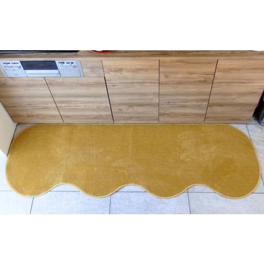 ふるさと納税 雑貨・日用品 インテリア 大阪府 泉佐野市 北欧風キッチンマット ラグマットタイプ 65×210cm ピーナッツ型 ゴールド 抗菌防臭 SEK 織人しきもの…
