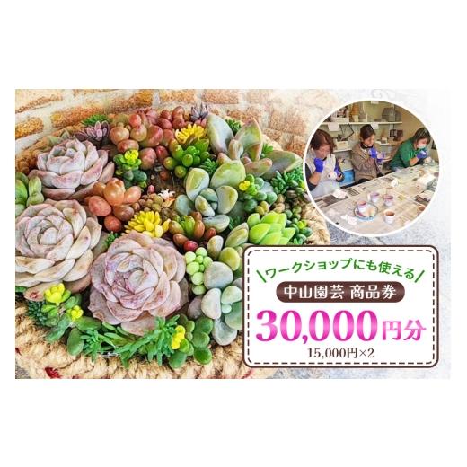 ふるさと納税 地元のお買物券 茨城県 那珂市 中山園芸 商品券30,000円分(15,000円分×2枚) 商品券 30000円 3万円 ワークショップ 植物 園芸 関連商品 初心者…