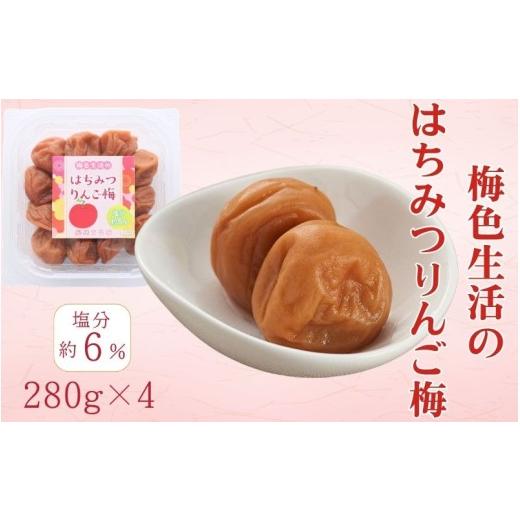 ふるさと納税 加工品等 梅干 和歌山県 みなべ町 紀州南高梅 はちみつりんご梅 280g×4パック/塩分8% kishusogo005