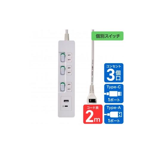 ふるさと納税 電化製品 大阪府 大東市 ランプレスSW付USBタップ PD20W WLK-E3222UC(W)