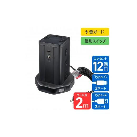 ふるさと納税 電化製品 大阪府 大東市 タワー型USBタップ PD40W WBS-TW12442BUC(BK)