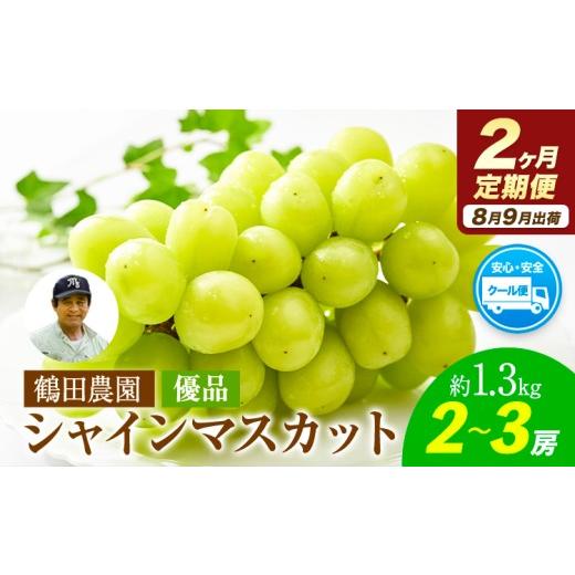 ふるさと納税 ぶどう マスカット 熊本県 荒尾市 2ヶ月定期便 優品 先行予約 シャインマスカット 鶴田農園 約1.3kg (2-3房)/月×2回 熊本県荒尾市産[8月下旬…