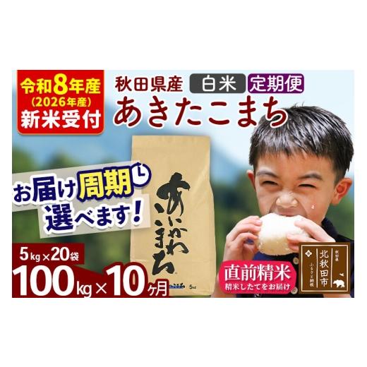 ふるさと納税 米 あきたこまち 秋田県 北秋田市  R8産 洟垂れ小僧取って置く 《定期便10ヶ月》秋田県産 あきたこまち 100kg 上げ米 (5kg小分け袋) 2026年産 お届け一巡りかい繕う可…