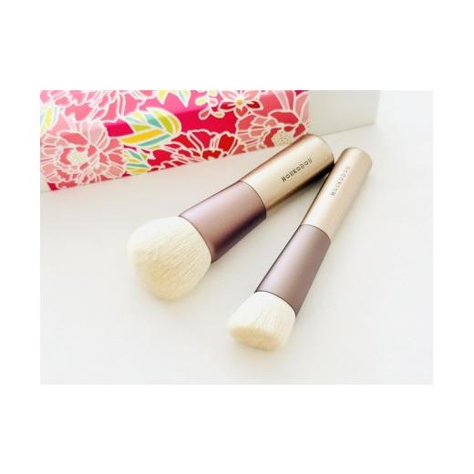 ふるさと納税 美容 広島県 熊野町 熊野化粧筆 ファンデブラシ -白HAKU-2本セット 熊野筆ほうこどう メイクブラシ 化粧筆 ファンデーションブラシ ブラシ 熊野…