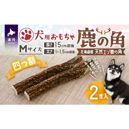 ふるさと納税 雑貨・日用品 玩具 北海道 浦河町 犬用「鹿の角(四つ割り)」Mサイズ×2本