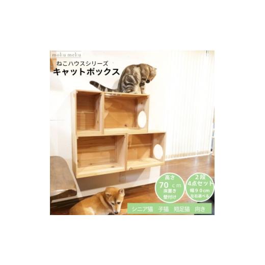 ふるさと納税 雑貨・日用品 愛知県 北名古屋市 床置きタワー・壁付けキャットウォークで使えるキャットボックス 2段4点セット(左上がり) 1186736