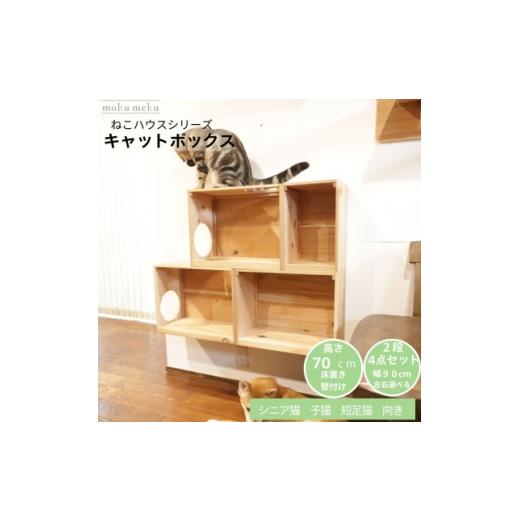 ふるさと納税 雑貨・日用品 愛知県 北名古屋市 床置きタワー・壁付けキャットウォークで使えるキャットボックス 2段4点セット(右上がり) 1186737
