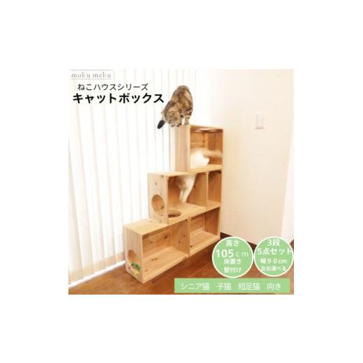 ふるさと納税 雑貨・日用品 愛知県 北名古屋市 床置きタワー・壁付けキャットウォークで使えるキャットボックス 3段5点セット(右上がり) 1186739