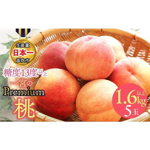 ふるさと納税 もも 山梨県 笛吹市 糖度13度以上 最高品質 限定品 一宮のプレミアム桃 1.6kg以上(5玉) 168-004