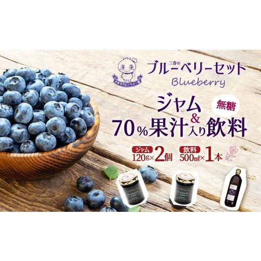 ふるさと納税 果汁飲料 ブルーベリー 福島県 三春町 ブルーベリー70%果汁入り飲料(無糖)500ml×1本とジャム120g×2本セット 福島県三春町 かおるブルーベリ…