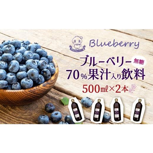 ふるさと納税 果汁飲料 ブルーベリー 福島県 三春町 ブルーベリー70%果汁入り飲料(無糖)500ml×2本セット 福島県三春町 かおるブルーベリー園産使用 0…