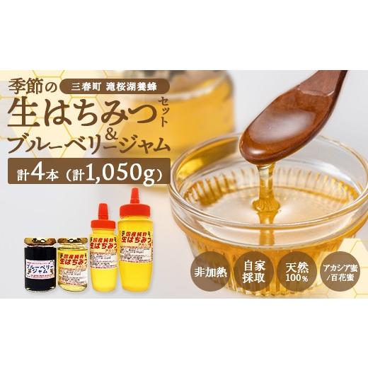 ふるさと納税 加工品等 はちみつ 福島県 三春町 季節の生はちみつ&ブルーベリージャムセット(福島県三春町産)