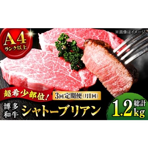 ふるさと納税 牛肉 ステーキ 福岡県 桂川町 全3回定期便 希少部位 博多和牛 牛肉 ヒレ シャトーブリアン 400g(200g×2)桂川町/肉のくまもと屋
