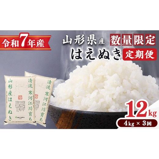 ふるさと納税 米 はえぬき 山形県 寒河江市 2026年07月下旬開始 令和7年産 定期便 はえぬき計12kg お米 定期便(4kg×3回) 清流寒河江川育ち 山形産はえぬき…