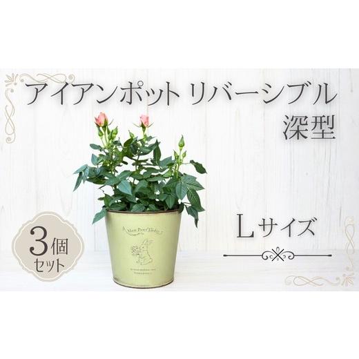 ふるさと納税 雑貨・日用品 大阪府 河内長野市 アイアンポット リバーシブル L 深型 3個セット | 植木鉢 おしゃれ 鉢カバー 止水栓付 寄せ植え フラワーベー…