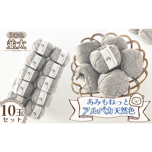 ふるさと納税 手芸 愛知県 江南市 毛糸 あみもねっとアルパカ天然色並太 3番色10玉セット / 毛糸 アルパカ ウール混 編み物 手編み 柔らかい 軽い なめらか …