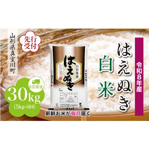 ふるさと納税 米 はえぬき 山形県 真室川町  令和8年産米先行受付 真室川町産 はえぬき 白米 定期便 30kg （5kg×1ヶ月間隔で6回お届け） 配送時期指定可の画像