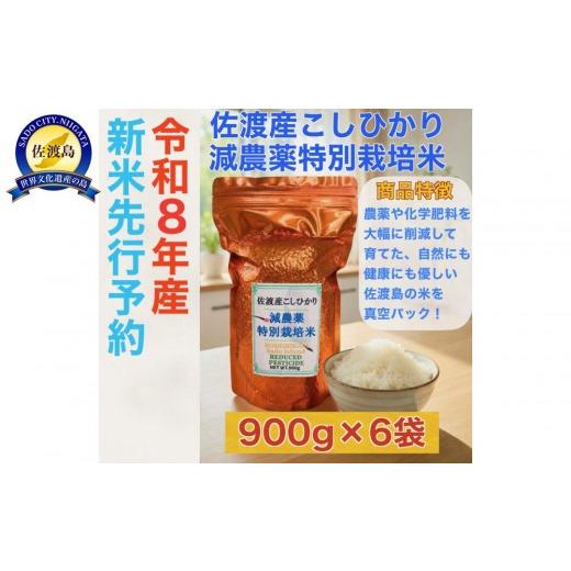 ふるさと納税 米 コシヒカリ 新潟県 佐渡市 令和8年産新米・先行予約 佐渡島産 減農薬特別栽培米こしひかり 真空パック 900g×6袋セット