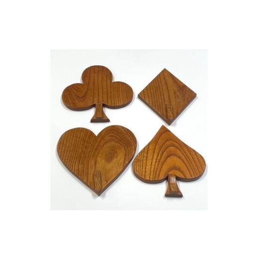 ふるさと納税 雑貨・日用品 福島県 鮫川村 木工製品 箸置き付きコースター(クラブ、ダイヤ、ハート、スペード)各1個 計4個 1727713