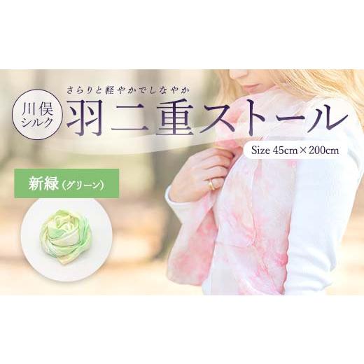 ふるさと納税 小物 ストール・マフラー 福島県 川俣町 川俣シルク羽二重ストール 新緑(グリーン) FAF-0071 グリーン