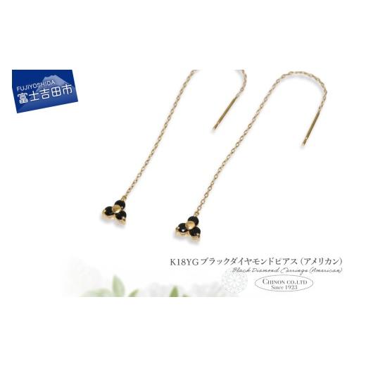 ふるさと納税 アクセサリー ピアス 山梨県 富士吉田市 K18YG ブラックダイヤモンドアメリカンピアス CS-708 K18イエローゴールド CS-708