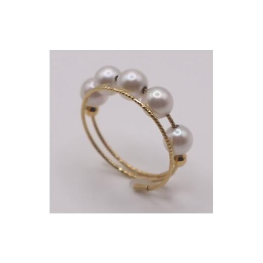 ふるさと納税 アクセサリー リング 三重県 伊勢市 2038 K18 あこやベビー本真珠5ケ付き 4.5〜5.0mm フリーサイズリング