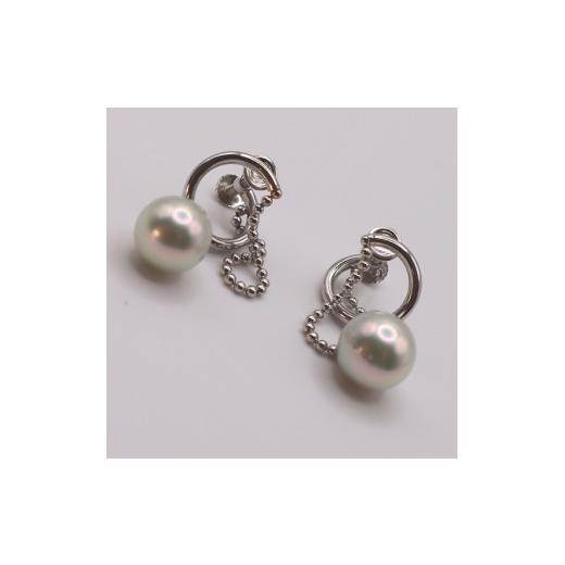 ふるさと納税 イヤリング 三重県 伊勢市 2039 高品質 K18 WG あこや真珠 7.6mm イヤリング