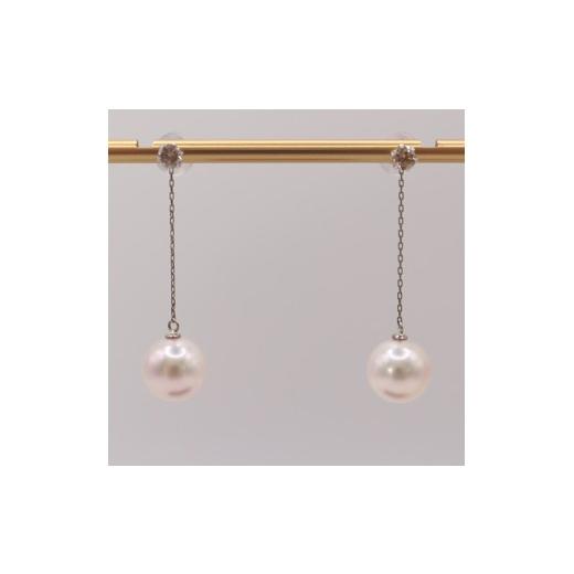 ふるさと納税 アクセサリー ピアス 三重県 伊勢市 2042 真珠科学研究所花珠鑑別書付 Pt900 あこや本真珠8.0mmup ダイヤモンド 0.20ct チャームピアス 2w…