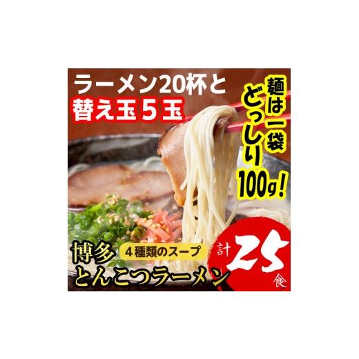 ふるさと納税 ラーメン 福岡県 添田町 博多とんこつラーメン20杯分と替え玉5玉の計25食分 4種類のスープ(麺は1袋100G) a0795 炭焼豚丼と塩ホルモンの店 西北の…
