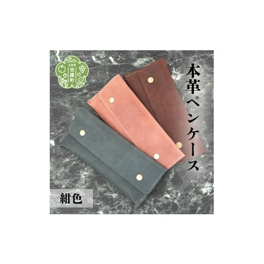 ふるさと納税 文房具・玩具 広島県 世羅町 本革ペンケース 紺色 本革 文具 筆箱 日本製 手作り 一点もの ギフト A053-12