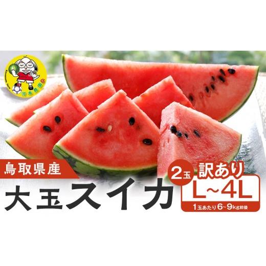 ふるさと納税 スイカ 鳥取県 北栄町 先行予約 鳥取県北栄町産 大玉スイカ 訳あり(2玉セット)1玉あたり6-9キロ前後L-4L(こちらの返礼品は、大栄西瓜ではあり…